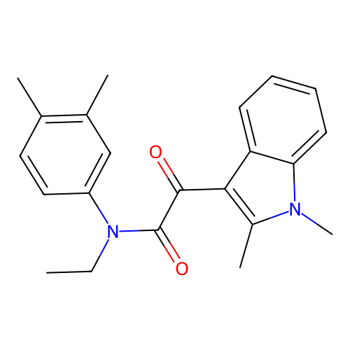 2-(1,2-dimethyl-1H-indol-3-yl)-N-(3,4-dimethylphenyl)-N-ethyl-2-oxoacetamide structure