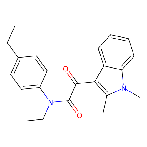 2-(1,2-dimethyl-1H-indol-3-yl)-N-ethyl-N-(4-ethylphenyl)-2-oxoacetamide structure
