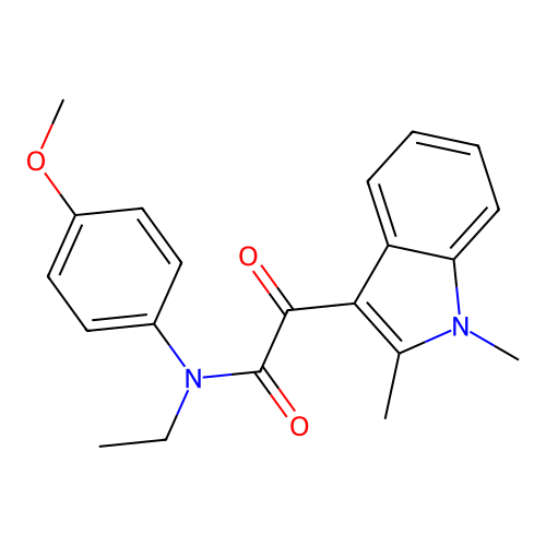 2-(1,2-dimethyl-1H-indol-3-yl)-N-ethyl-N-(4-methoxyphenyl)-2-oxoacetamide structure