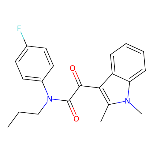 2-(1,2-dimethyl-1H-indol-3-yl)-N-(4-fluorophenyl)-2-oxo-N-propylacetamide structure