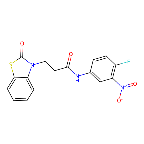 N-(4-fluoro-3-nitrophenyl)-3-(2-oxobenzo[d]thiazol-3(2H)-yl)propanamide structure