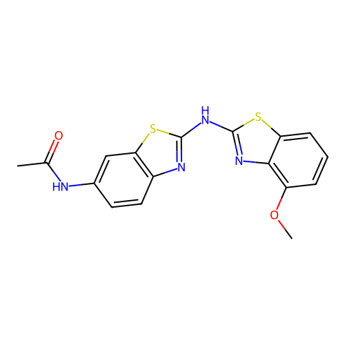 N-[2-[(4-methoxy-1,3-benzothiazol-2-yl)amino]-1,3-benzothiazol-6-yl]acetamide structure