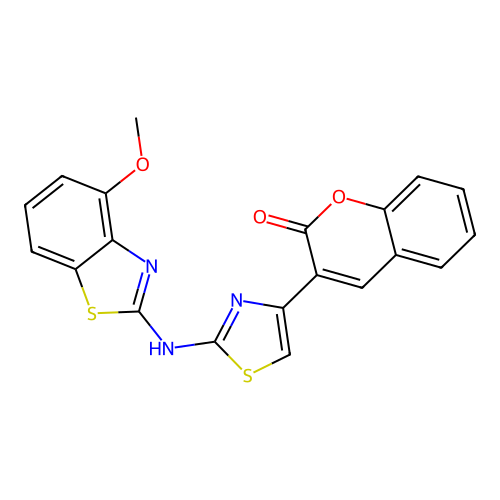 3-(2-((4-methoxybenzo[d]thiazol-2-yl)amino)thiazol-4-yl)-2H-chromen-2-one structure