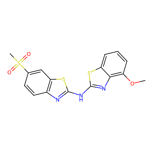 4-methoxy-N-(6-(methylsulfonyl)benzo[d]thiazol-2-yl)benzo[d]thiazol-2-amine structure