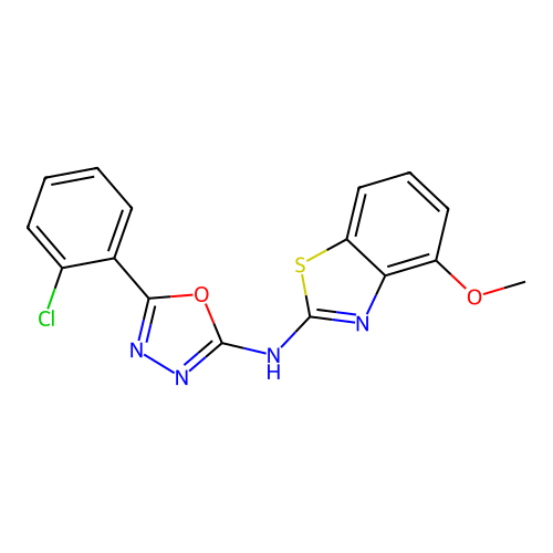 5-(2-chlorophenyl)-N-(4-methoxybenzo[d]thiazol-2-yl)-1,3,4-oxadiazol-2-amine structure