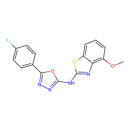 5-(4-fluorophenyl)-N-(4-methoxy-1,3-benzothiazol-2-yl)-1,3,4-oxadiazol-2-amine structure