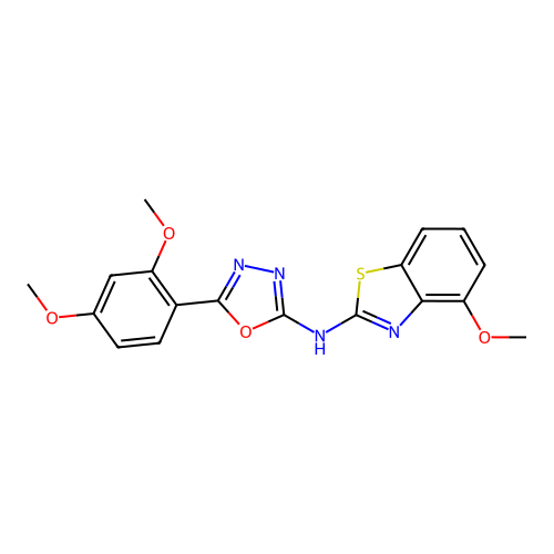 5-(2,4-dimethoxyphenyl)-N-(4-methoxy-1,3-benzothiazol-2-yl)-1,3,4-oxadiazol-2-amine structure