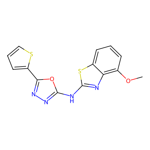 N-(4-methoxybenzo[d]thiazol-2-yl)-5-(thiophen-2-yl)-1,3,4-oxadiazol-2-amine structure