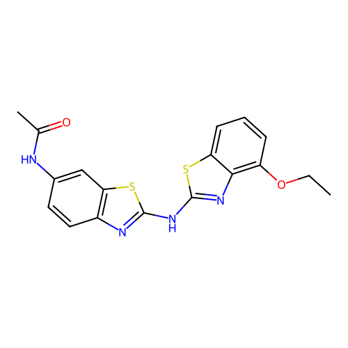 N-[2-[(4-ethoxy-1,3-benzothiazol-2-yl)amino]-1,3-benzothiazol-6-yl]acetamide structure