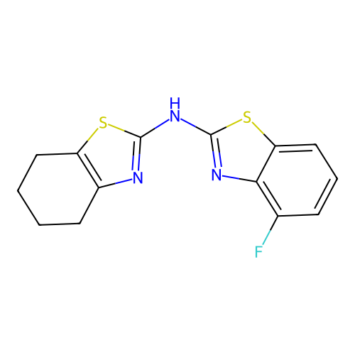 4-fluoro-N-(4,5,6,7-tetrahydro-1,3-benzothiazol-2-yl)-1,3-benzothiazol-2-amine structure