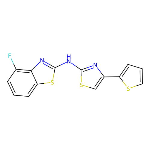 4-fluoro-N-(4-(thiophen-2-yl)thiazol-2-yl)benzo[d]thiazol-2-amine structure