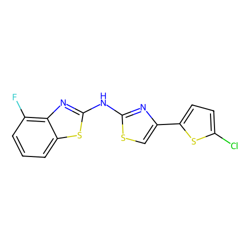 N-[4-(5-chlorothiophen-2-yl)-1,3-thiazol-2-yl]-4-fluoro-1,3-benzothiazol-2-amine structure