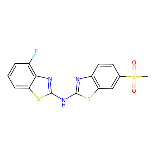 4-fluoro-N-(6-(methylsulfonyl)benzo[d]thiazol-2-yl)benzo[d]thiazol-2-amine structure