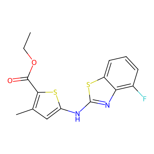 Ethyl 5-[(4-fluoro-1,3-benzothiazol-2-yl)amino]-3-methylthiophene-2-carboxylate structure