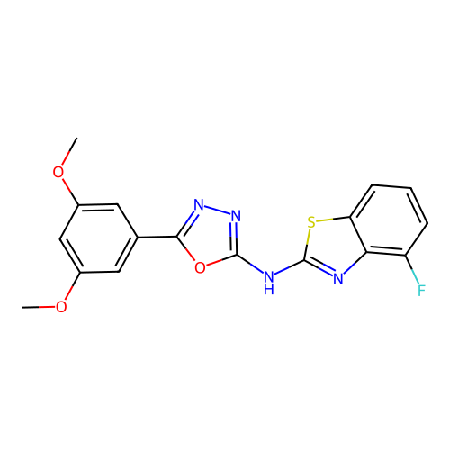 5-(3,5-dimethoxyphenyl)-N-(4-fluorobenzo[d]thiazol-2-yl)-1,3,4-oxadiazol-2-amine structure