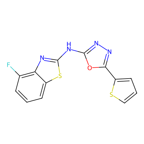 N-(4-fluorobenzo[d]thiazol-2-yl)-5-(thiophen-2-yl)-1,3,4-oxadiazol-2-amine structure