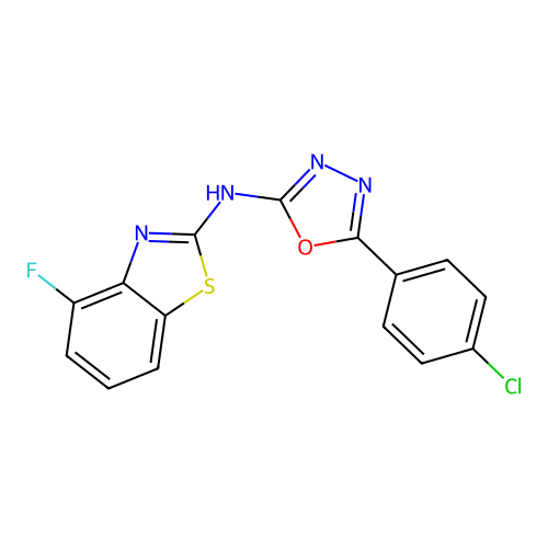 5-(4-chlorophenyl)-N-(4-fluorobenzo[d]thiazol-2-yl)-1,3,4-oxadiazol-2-amine structure
