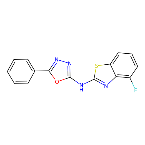 N-(4-fluoro-1,3-benzothiazol-2-yl)-5-phenyl-1,3,4-oxadiazol-2-amine structure