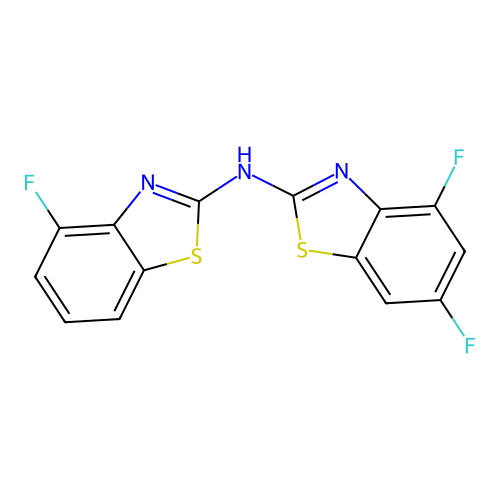 4,6-difluoro-N-(4-fluoro-1,3-benzothiazol-2-yl)-1,3-benzothiazol-2-amine structure