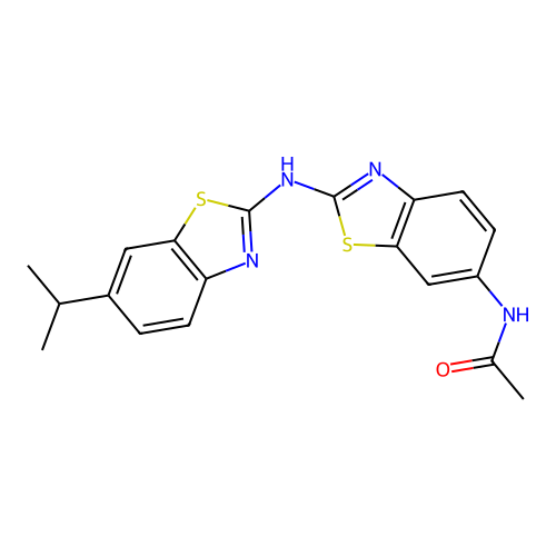 N-(2-((6-isopropylbenzo[d]thiazol-2-yl)amino)benzo[d]thiazol-6-yl)acetamide structure