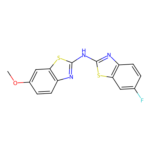 N-(6-fluoro-1,3-benzothiazol-2-yl)-6-methoxy-1,3-benzothiazol-2-amine structure