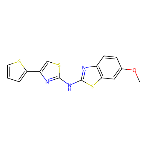 6-methoxy-N-(4-(thiophen-2-yl)thiazol-2-yl)benzo[d]thiazol-2-amine structure