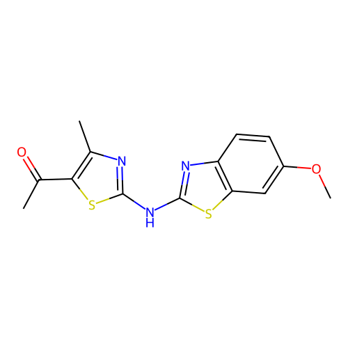 1-[2-[(6-Methoxy-1,3-benzothiazol-2-yl)amino]-4-methyl-1,3-thiazol-5-yl]ethanone structure