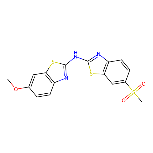 6-methoxy-N-(6-(methylsulfonyl)benzo[d]thiazol-2-yl)benzo[d]thiazol-2-amine structure