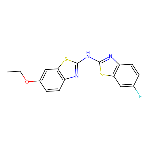 6-ethoxy-N-(6-fluoro-1,3-benzothiazol-2-yl)-1,3-benzothiazol-2-amine structure