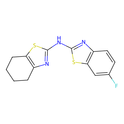 6-fluoro-N-(4,5,6,7-tetrahydro-1,3-benzothiazol-2-yl)-1,3-benzothiazol-2-amine structure