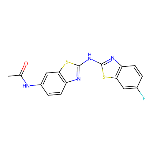 N-{2-[(6-fluoro-1,3-benzothiazol-2-yl)amino]-1,3-benzothiazol-6-yl}acetamide structure