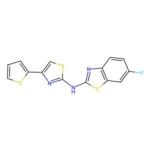 6-fluoro-N-(4-(thiophen-2-yl)thiazol-2-yl)benzo[d]thiazol-2-amine structure