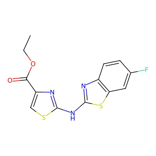 2-[(6-Fluoro-1,3-benzothiazol-2-yl)amino]-4-thiazolecarboxylic acid ethyl ester structure