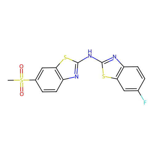 6-fluoro-N-(6-methylsulfonyl-1,3-benzothiazol-2-yl)-1,3-benzothiazol-2-amine structure