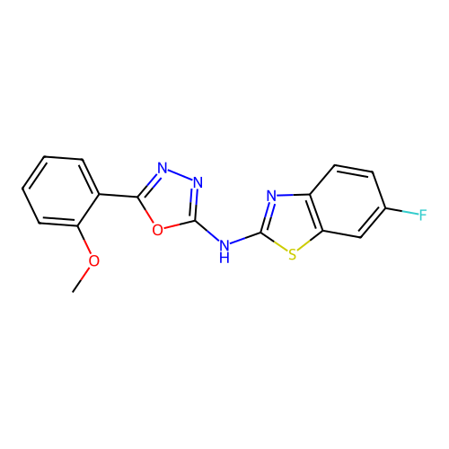 N-(6-fluorobenzo[d]thiazol-2-yl)-5-(2-methoxyphenyl)-1,3,4-oxadiazol-2-amine structure