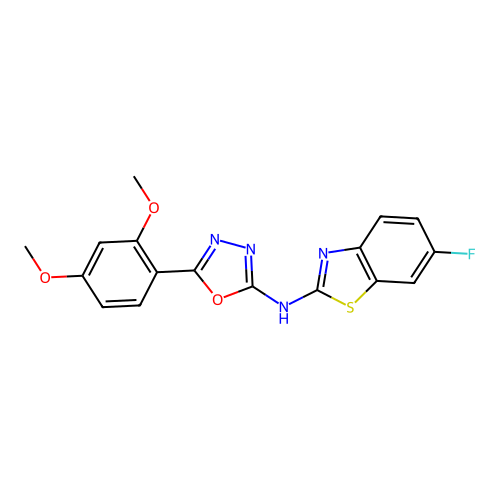 5-(2,4-dimethoxyphenyl)-N-(6-fluorobenzo[d]thiazol-2-yl)-1,3,4-oxadiazol-2-amine structure