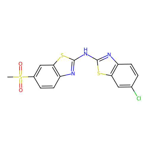 6-chloro-N-(6-(methylsulfonyl)benzo[d]thiazol-2-yl)benzo[d]thiazol-2-amine structure