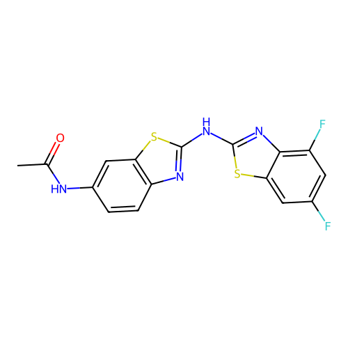 N-(2-((4,6-difluorobenzo[d]thiazol-2-yl)amino)benzo[d]thiazol-6-yl)acetamide structure