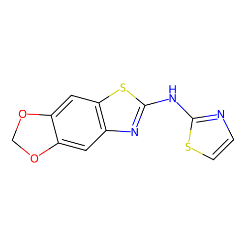 N-(thiazol-2-yl)-[1,3]dioxolo[4',5':4,5]benzo[1,2-d]thiazol-6-amine structure