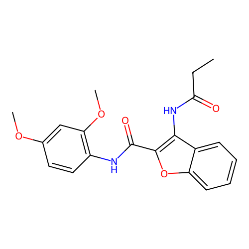 N-(2,4-dimethoxyphenyl)-3-propionamidobenzofuran-2-carboxamide structure