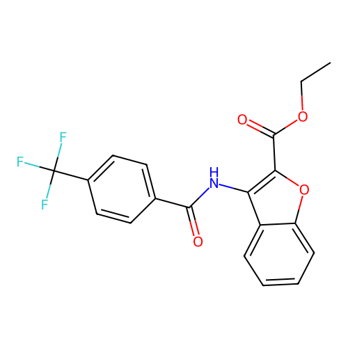 Ethyl 3-(4-(trifluoromethyl)benzamido)benzofuran-2-carboxylate structure
