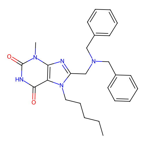 8-[(Dibenzylamino)methyl]-3-methyl-7-pentylpurine-2,6-dione structure