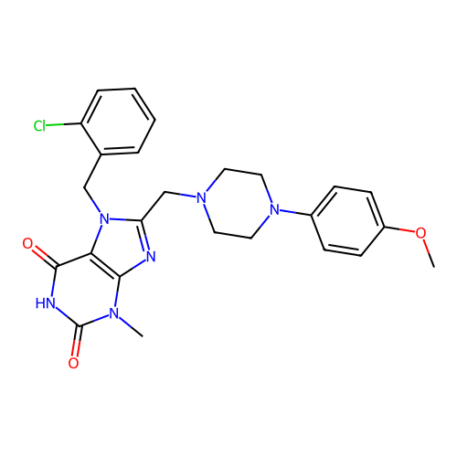 7-[(2-chlorophenyl)methyl]-8-[[4-(4-methoxyphenyl)piperazin-1-yl]methyl]-3-methylpurine-2,6-dione structure