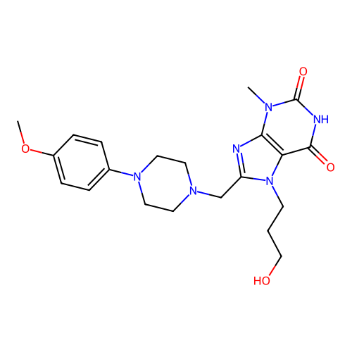 7-(3-hydroxypropyl)-8-[[4-(4-methoxyphenyl)piperazin-1-yl]methyl]-3-methylpurine-2,6-dione structure