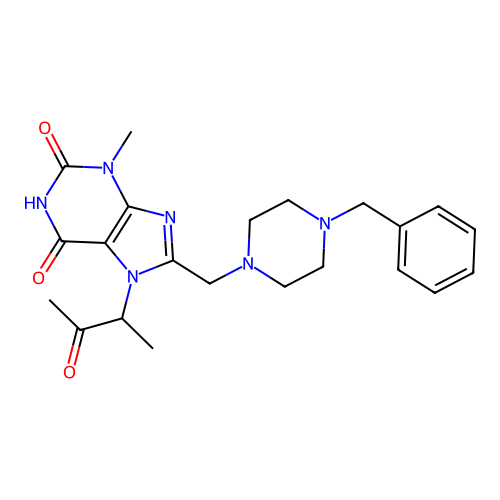8-[(4-Benzylpiperazin-1-yl)methyl]-3-methyl-7-(3-oxobutan-2-yl)purine-2,6-dione structure