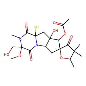 Spiro(7H-cyclopenta(4,5)pyrrolo(1,2-a)pyrazine-7,2'(3'H)-furan)-1,3',4-trione, 6-(acetyloxy)decahydro-5a-hydroxy-2-(hydroxymethyl)-4a-mercapto-2-methoxy-3,4',4',5'-tetramethyl- structure