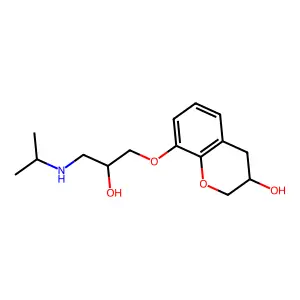 3,4-dihydro-8-(2-hydroxy-3-isopropylaminopropoxy)-2H-1-benzopyran-3-ol structure