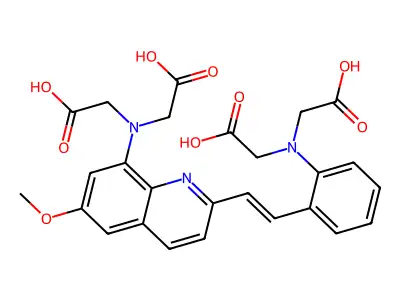 2-[2-[2-[8-[bis(carboxymethyl)amino]-6-methoxyquinolin-2-yl]ethenyl]-N-(carboxymethyl)anilino]acetic acid structure