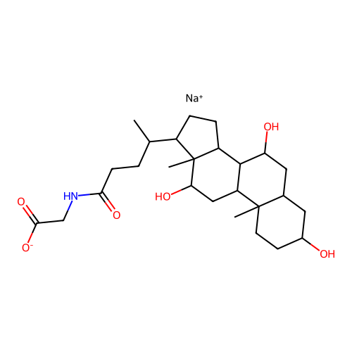 GLYCOCHOLIC ACID SODIUM SALT; Sodium glycocholate hydrate structure