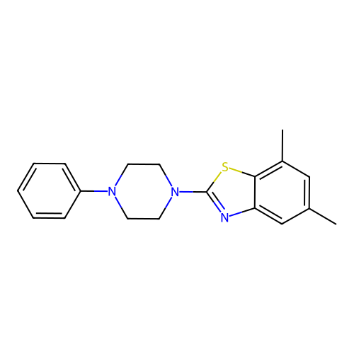 5,7-Dimethyl-2-(4-phenylpiperazin-1-yl)-1,3-benzothiazole structure